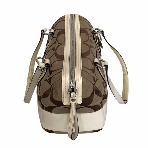 Coach authentic white signature handbag purse - Picture 5 of 8